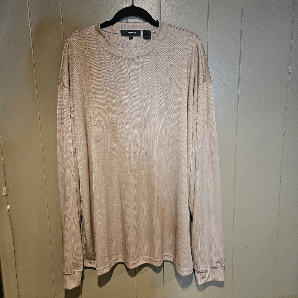 Mode Sweater, Mens, Size 4X, Beige, Cabel Knit, Stretchy,  Grandpacore